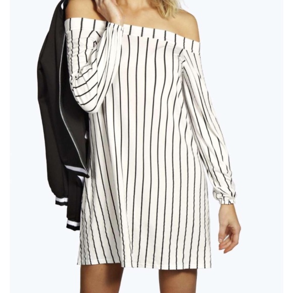 Boohoo Off the Shoulder Swing Dress - Picture 1 of 2